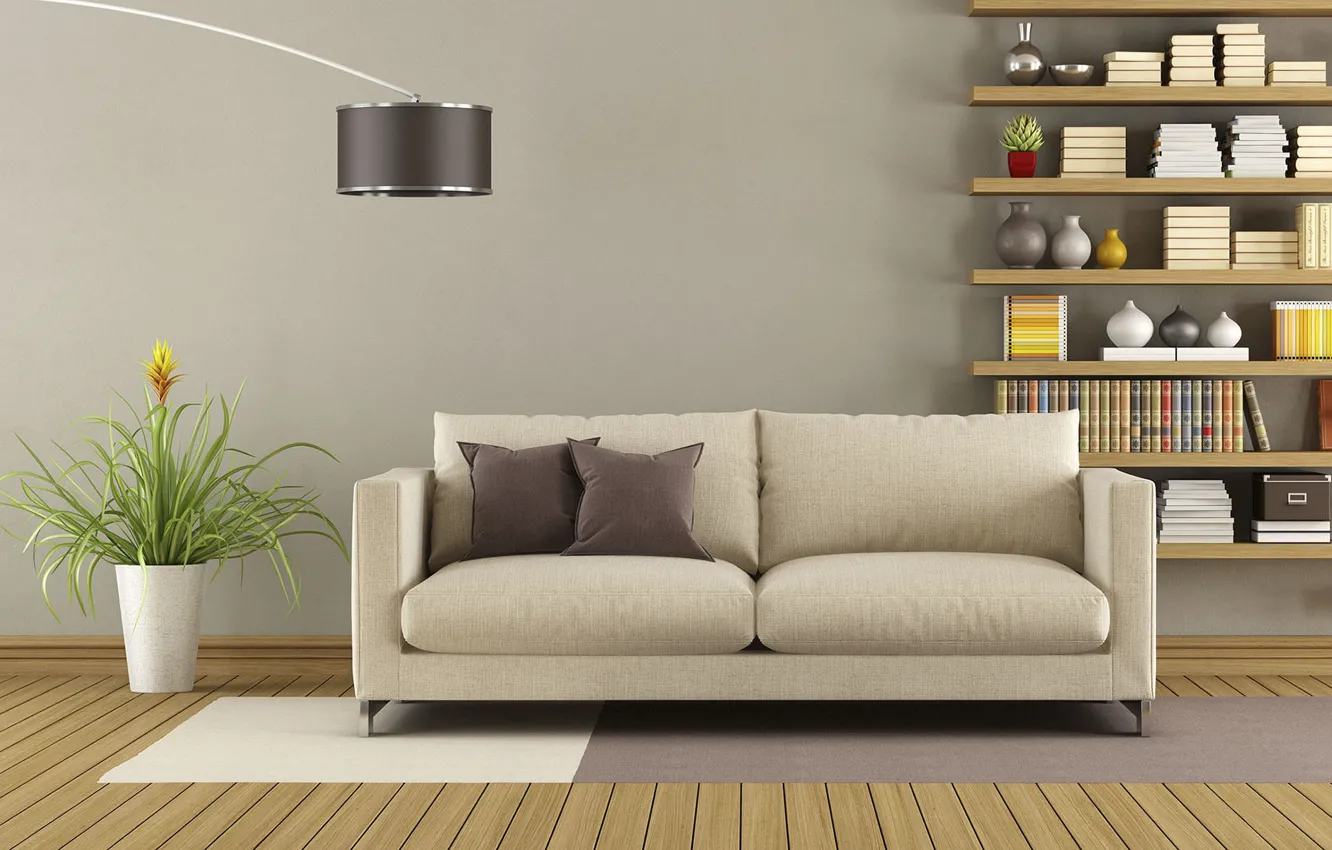 Photo wallpaper style, sofa, furniture, interior, style, living room, living room, interior