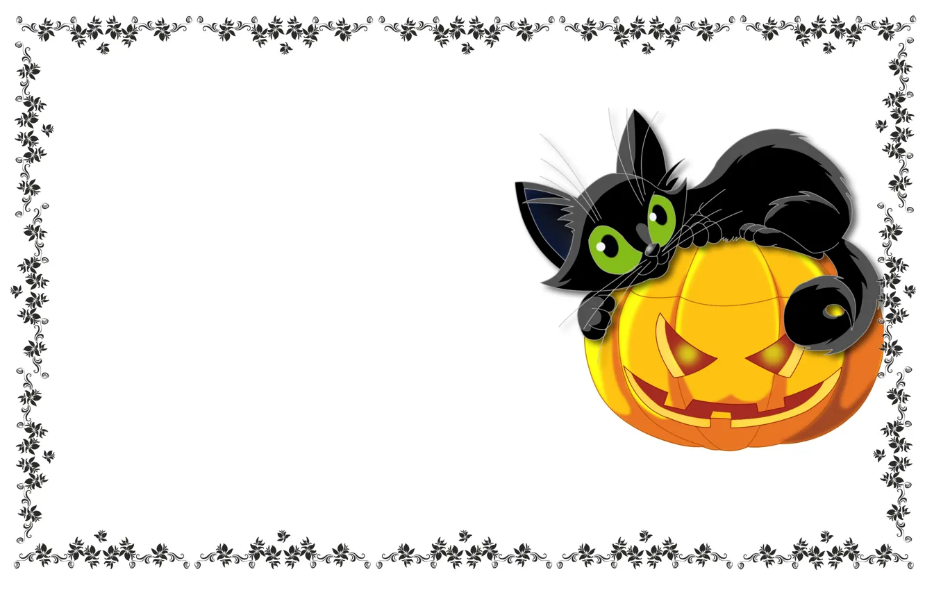 Photo wallpaper cat, holiday, pattern, art, pumpkin, Halloween, children's