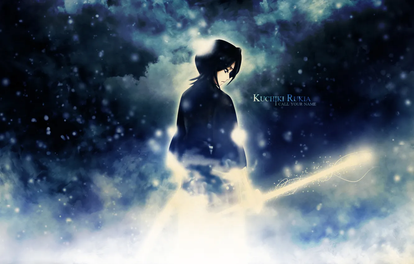 Photo wallpaper girl, light, sword, kimono, Bleach, anime, kuchiki rukia