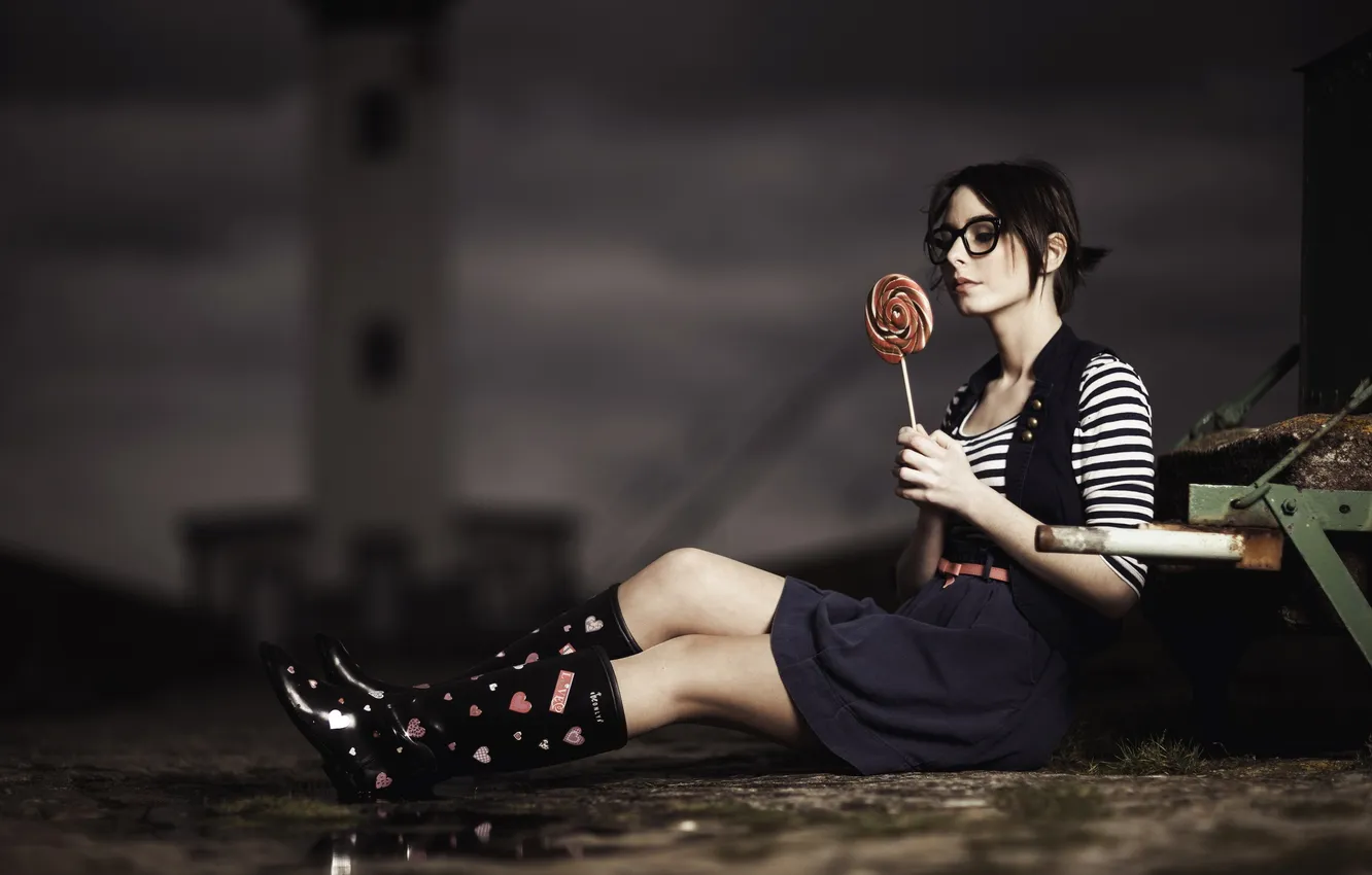 Photo wallpaper girl, background, candy