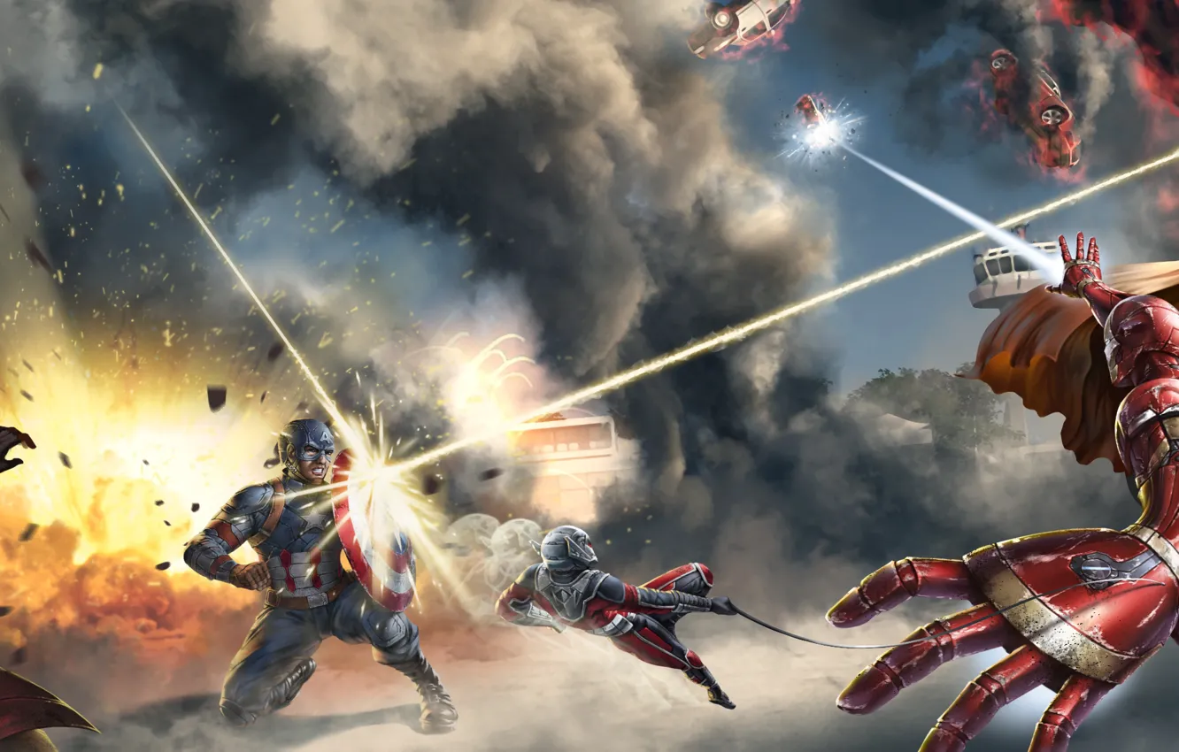 Photo wallpaper art, captain america, iron man, Scarlet Witch, Ant-Man, Captain America: Civil War