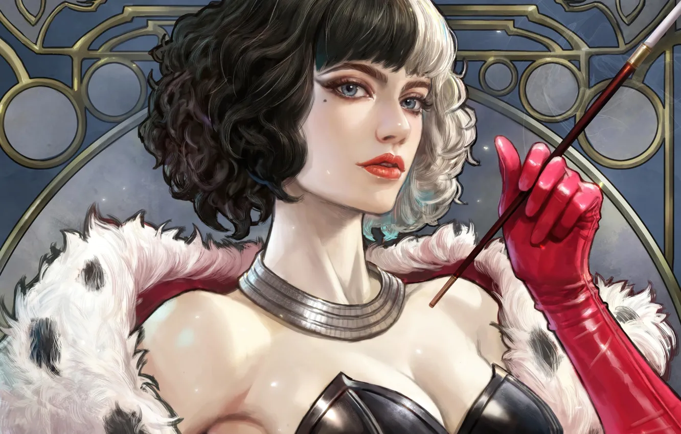 Photo wallpaper neckline, mouthpiece, grey eyes, digital art, Emma Stone, fanart, fan art, Emma Stone