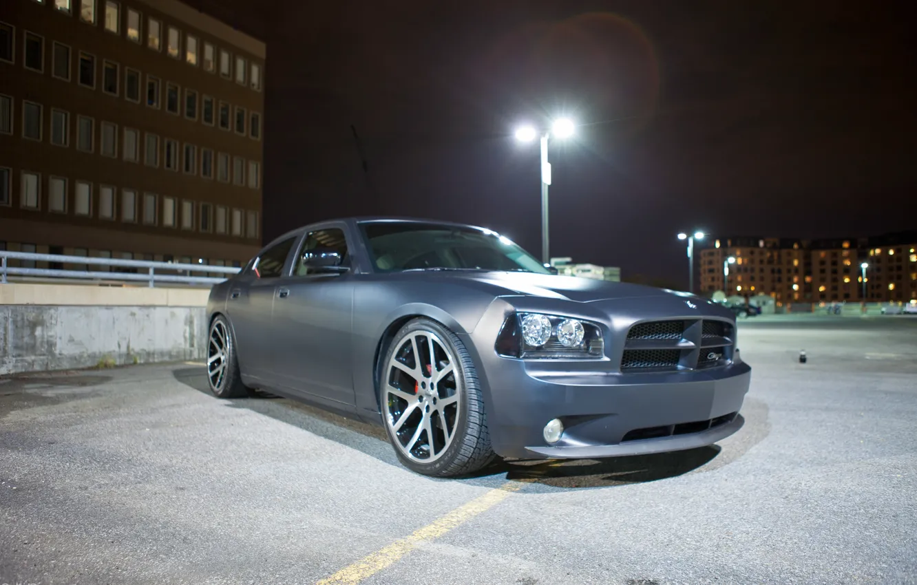 Photo wallpaper night, lantern, Dodge, dodge, charger, the charger, grey. before