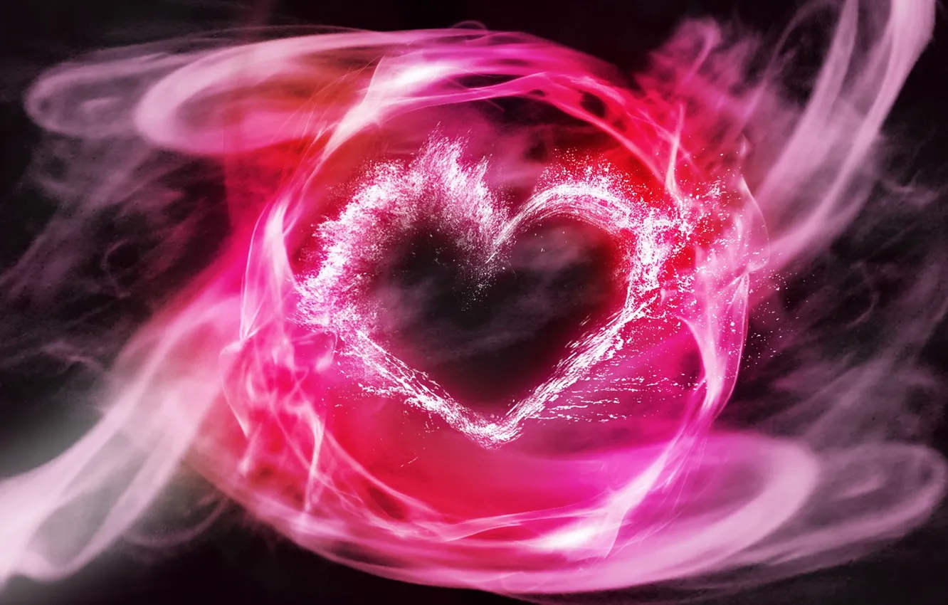 Photo wallpaper flame, pink, heart, heart, heart
