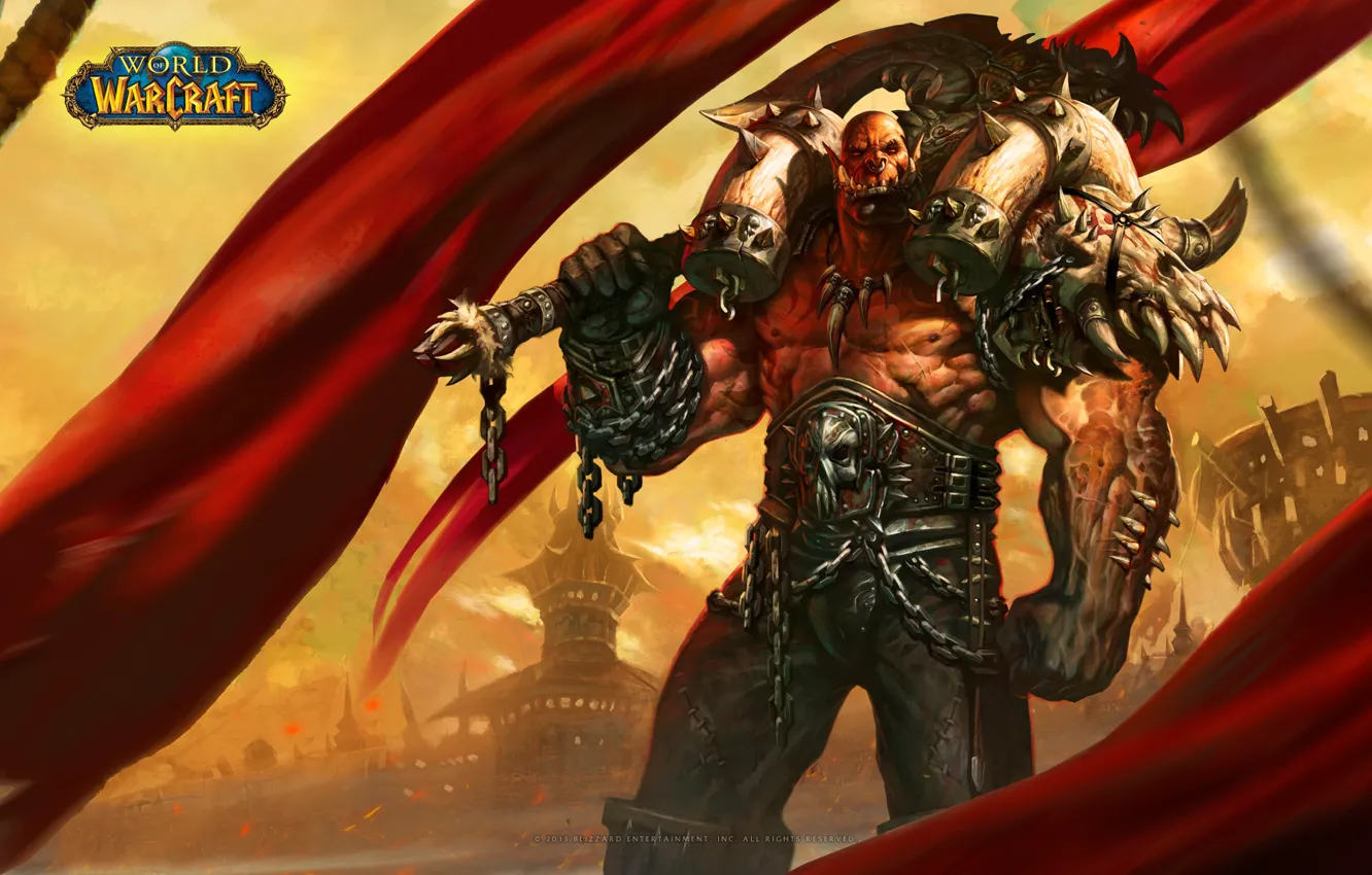 Photo wallpaper warrior, Orc, wow, world of warcraft, Garrosh Hellscream, the leader, Horde, Horde