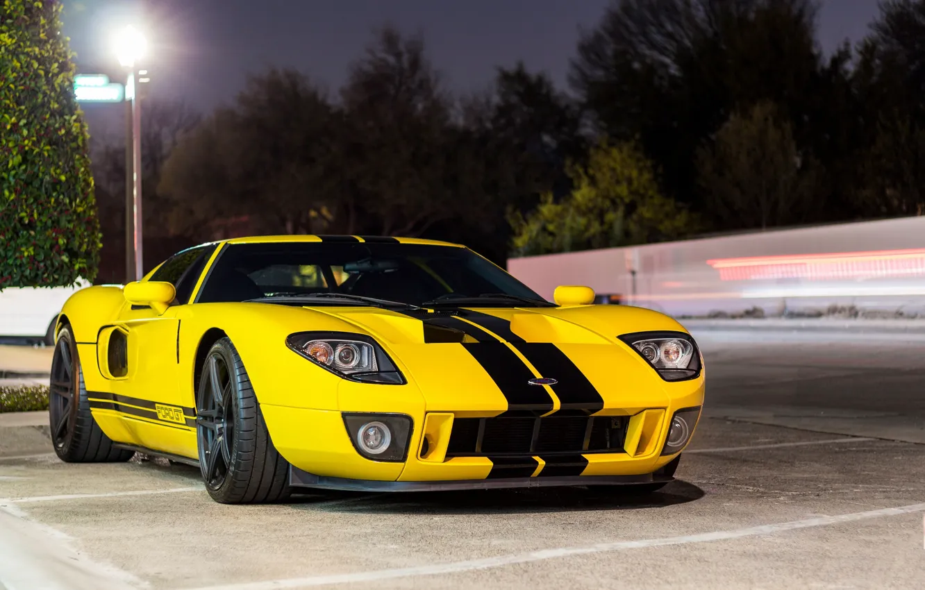 Photo wallpaper Ford, Black, Yellow, GT, Bands