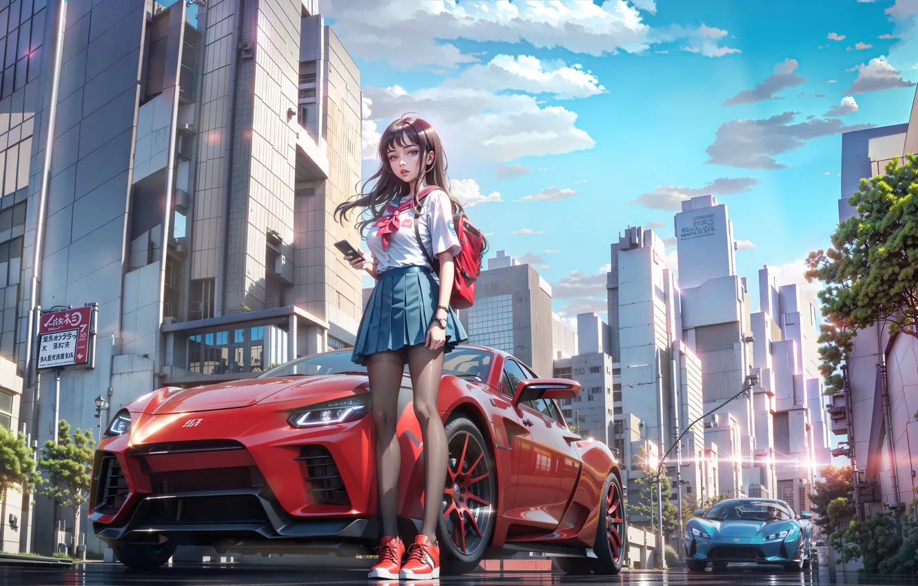 Wallpaper city, girl, anime, art images for desktop, section арт - download