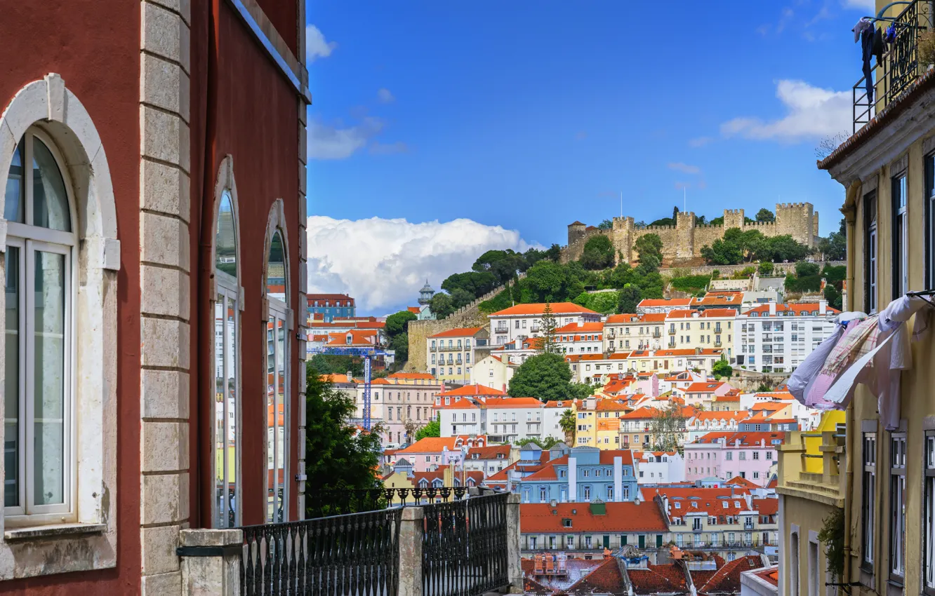 Photo wallpaper street, home, panorama, Portugal, Lisbon