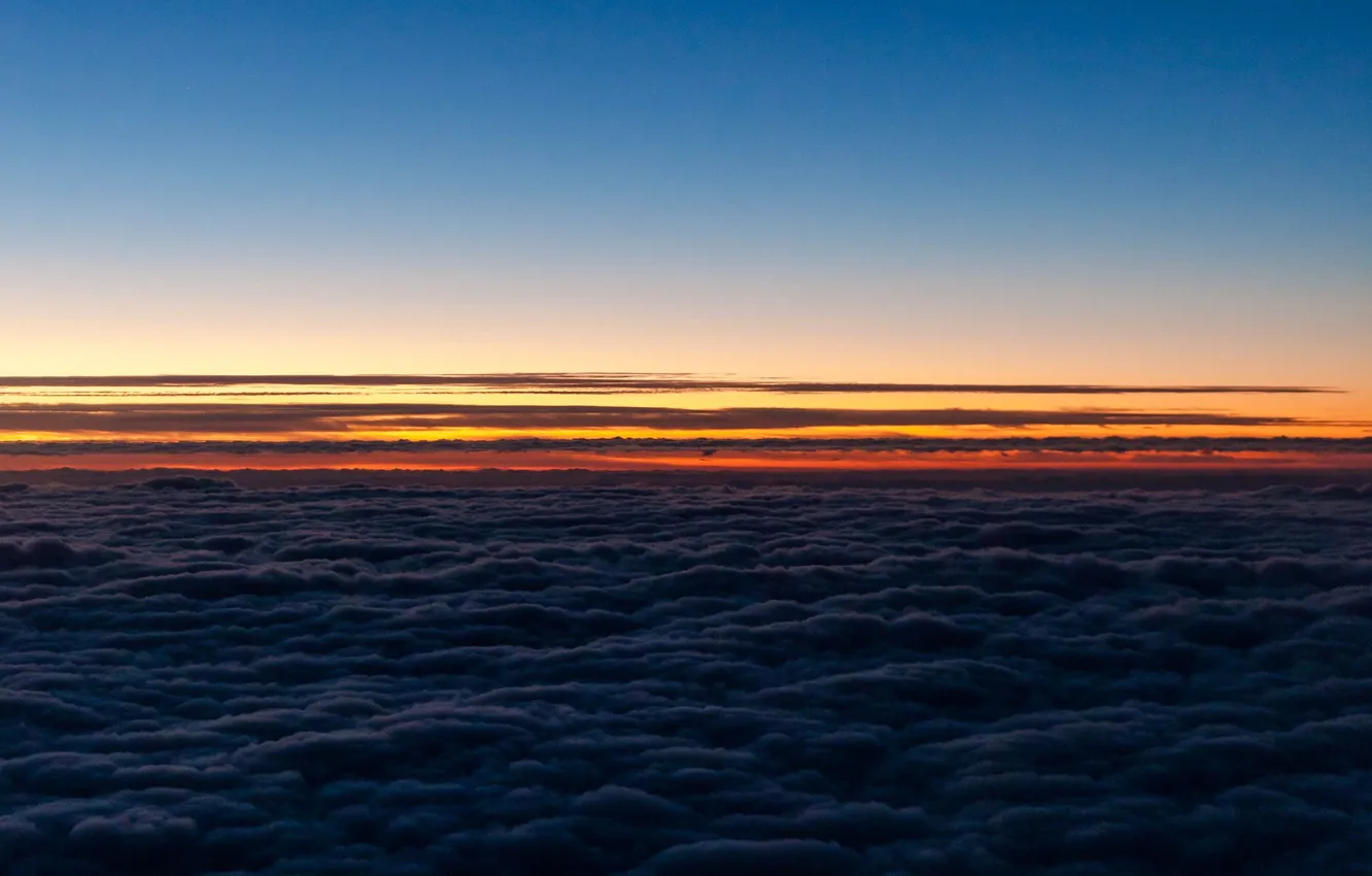 Photo wallpaper the sky, clouds, landscape, sunset, nature, horizon, glow, sky