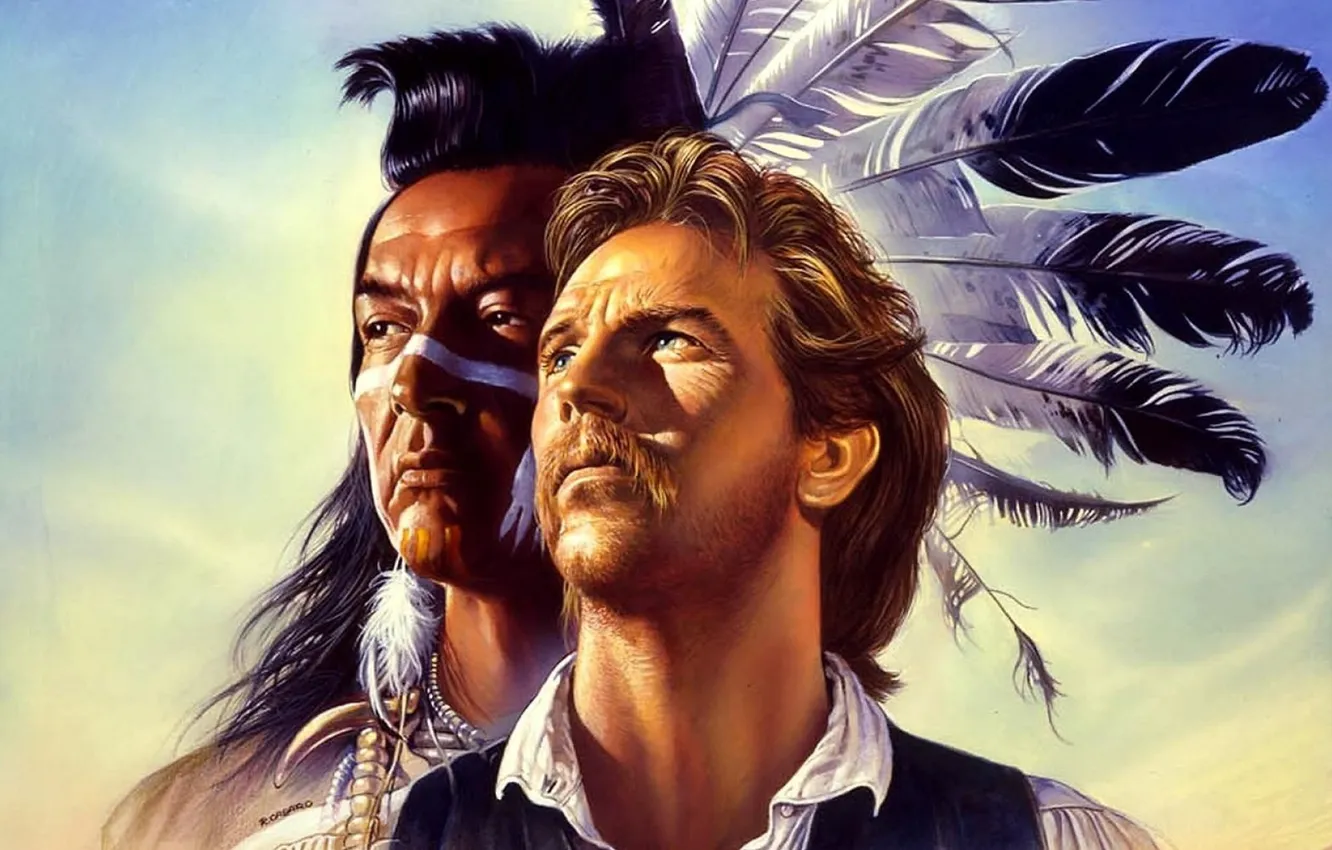 Photo wallpaper adventure, drama, Western, Kevin Costner, Kevin Costner, Dances with Wolves, "Dances with wolves"