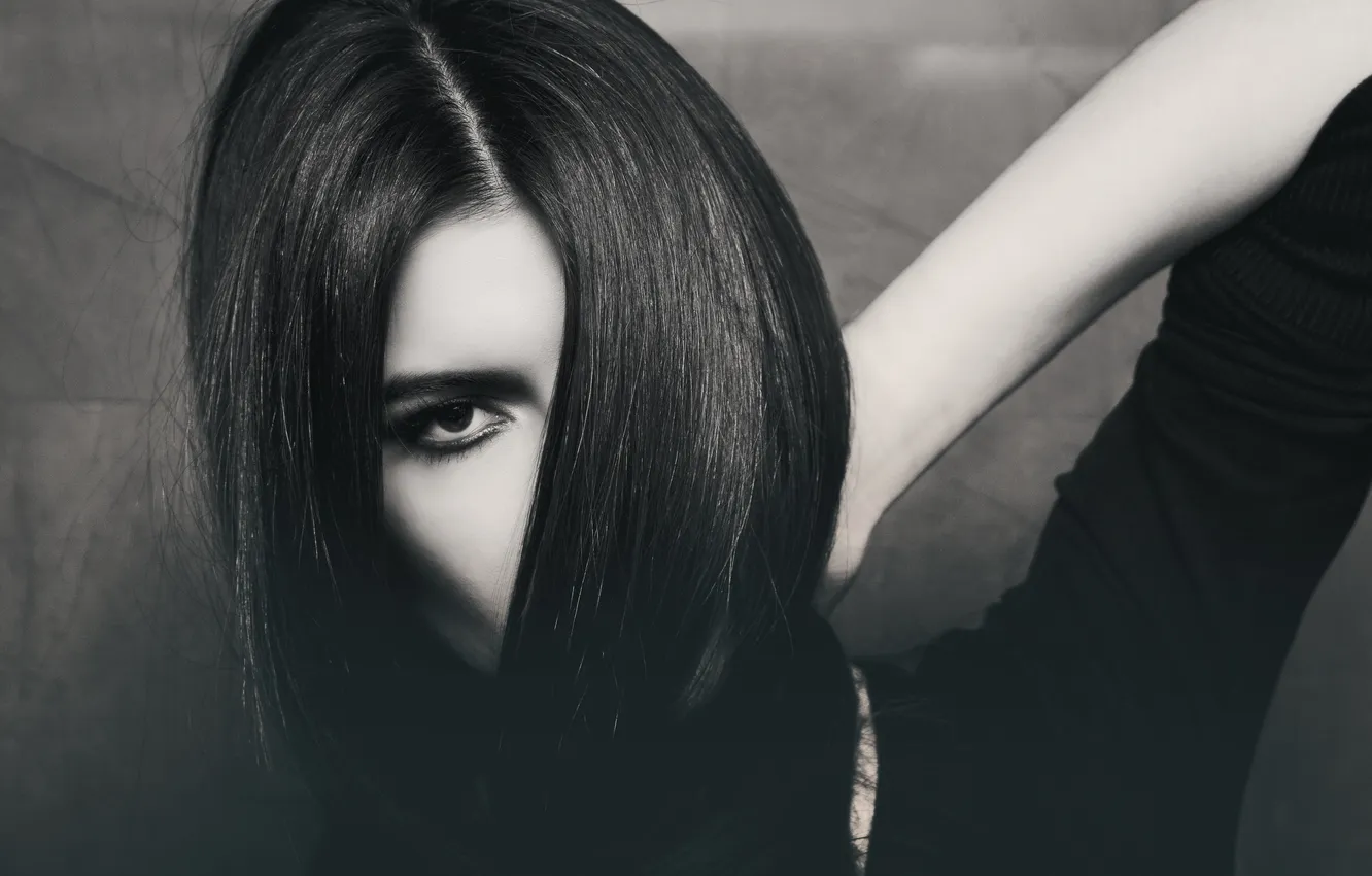 Photo wallpaper eyes, look, girl, hair