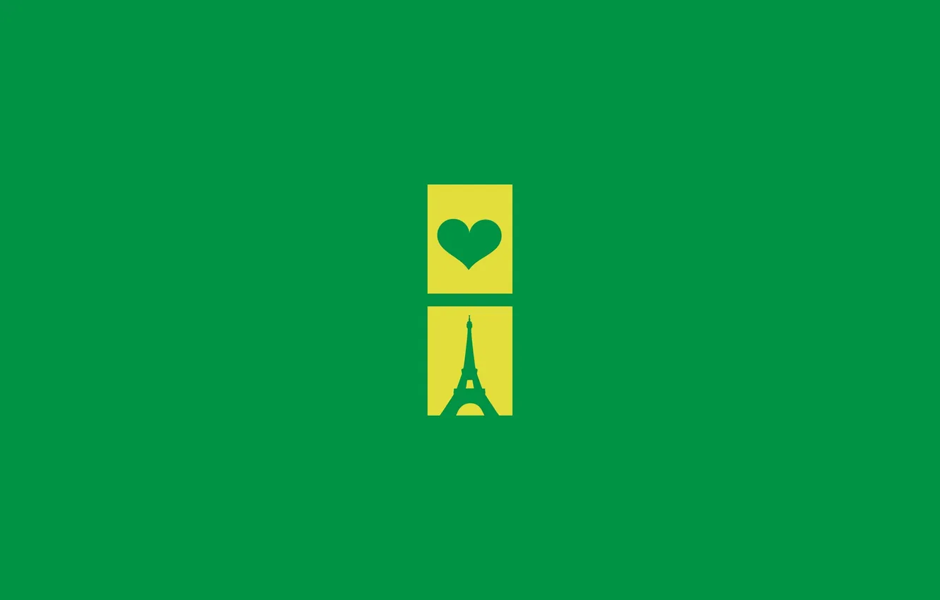 Photo wallpaper heart, Paris, Eiffel tower, green