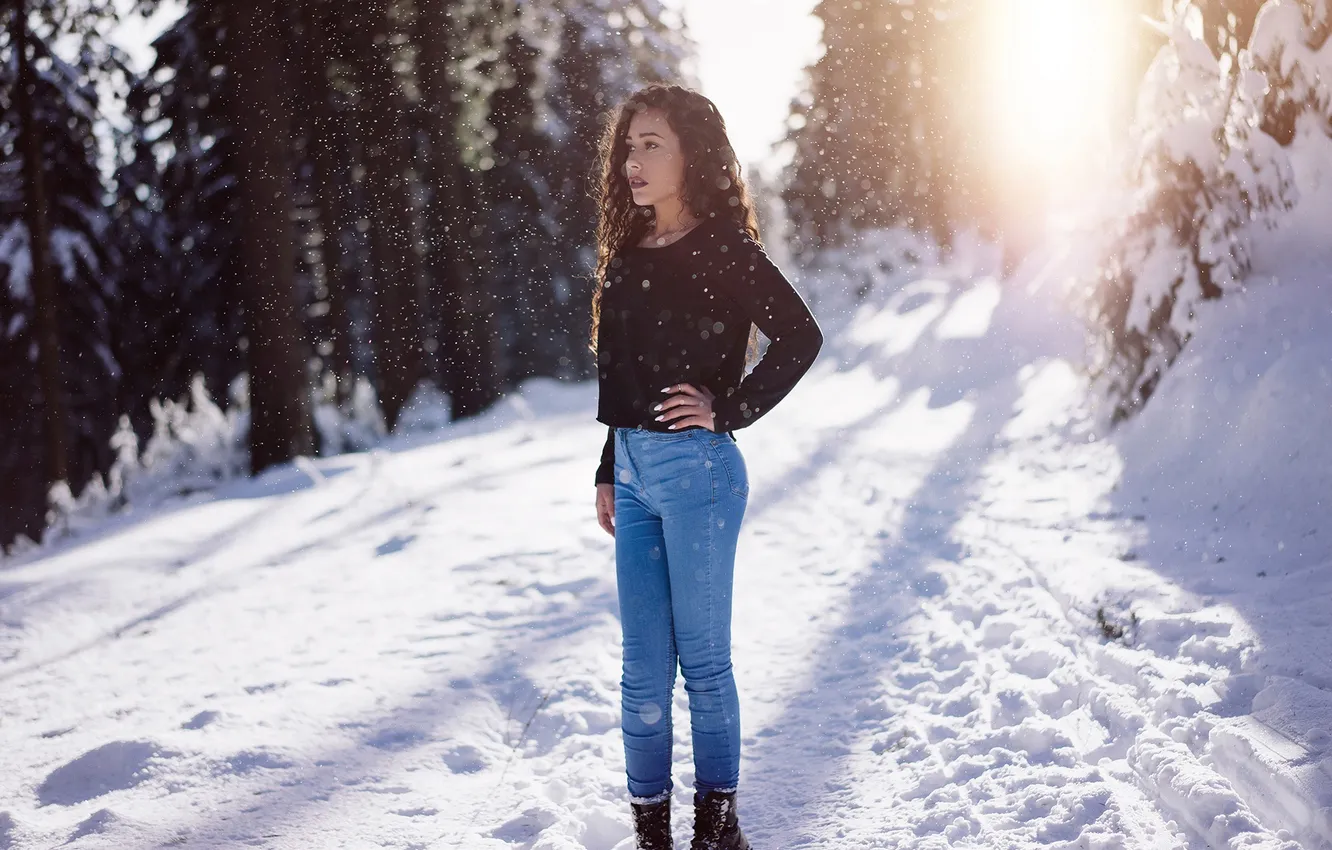 Photo wallpaper snow, jeans, Sunny, Martin Kühn, Shanice