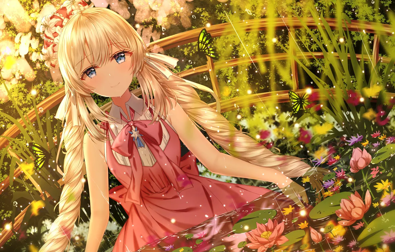 Photo wallpaper girl, flowers, anime, art, Lotus, Fate