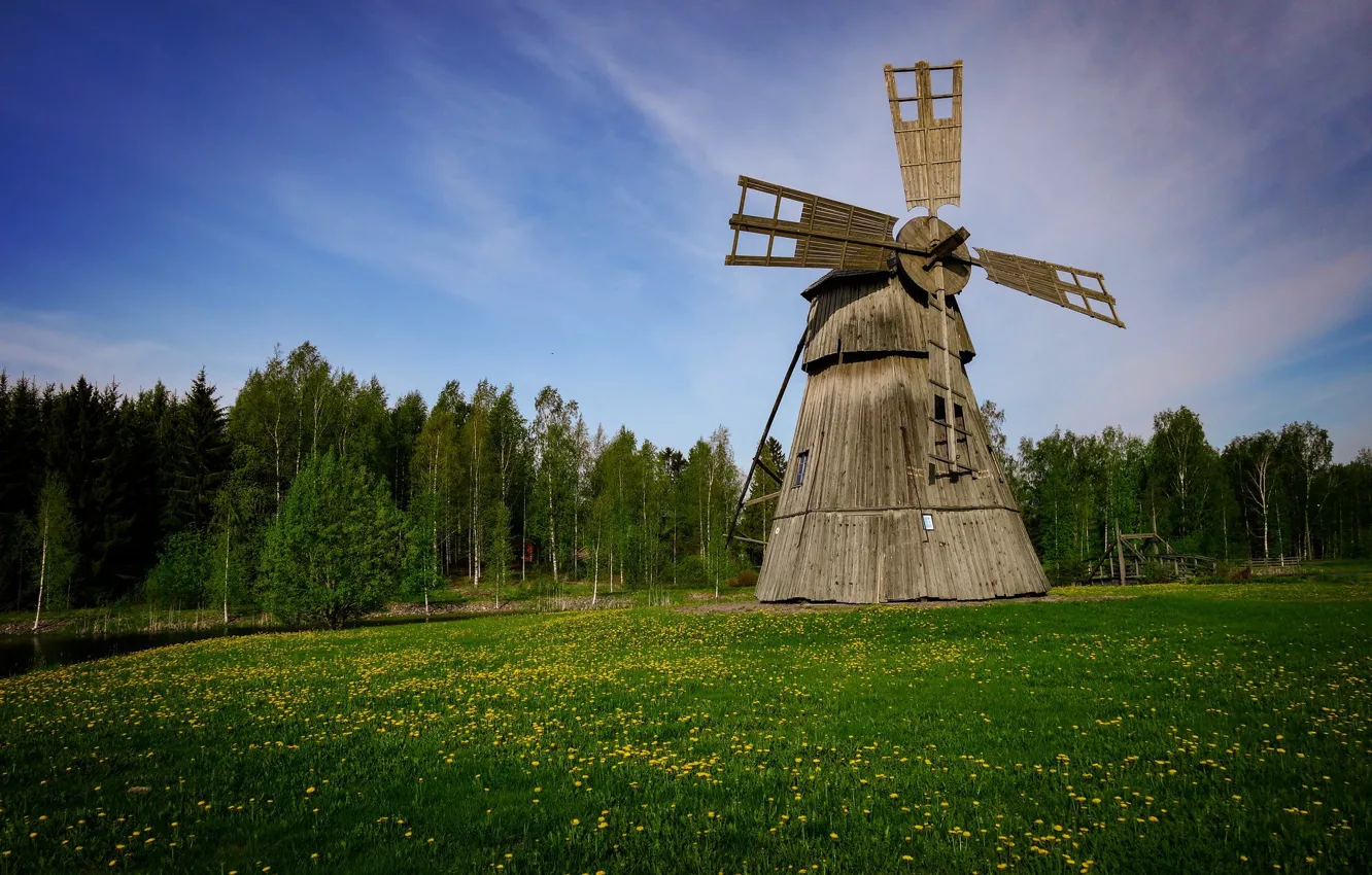 Photo wallpaper windmill, Finland, Humppila