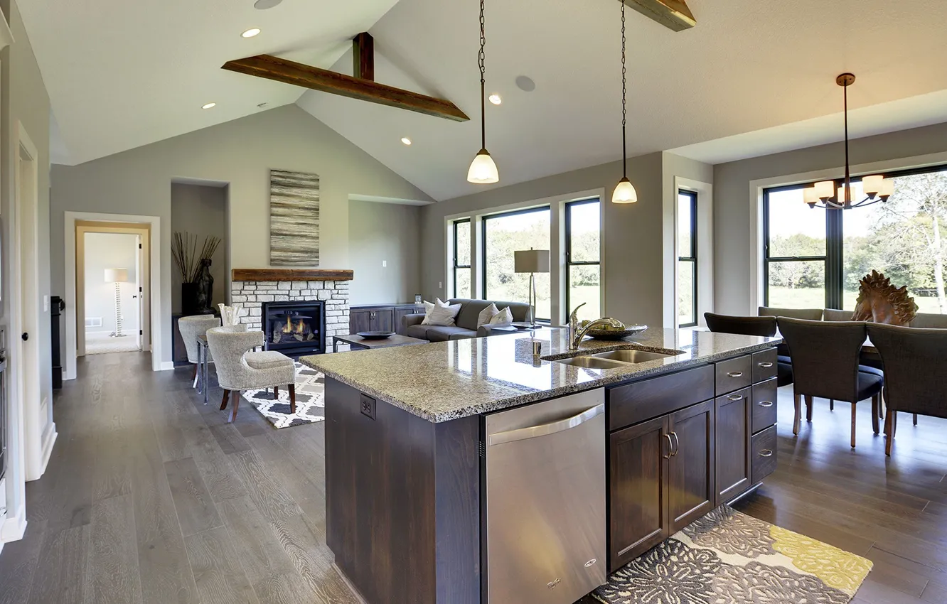 Photo wallpaper interior, kitchen, living room, dining room
