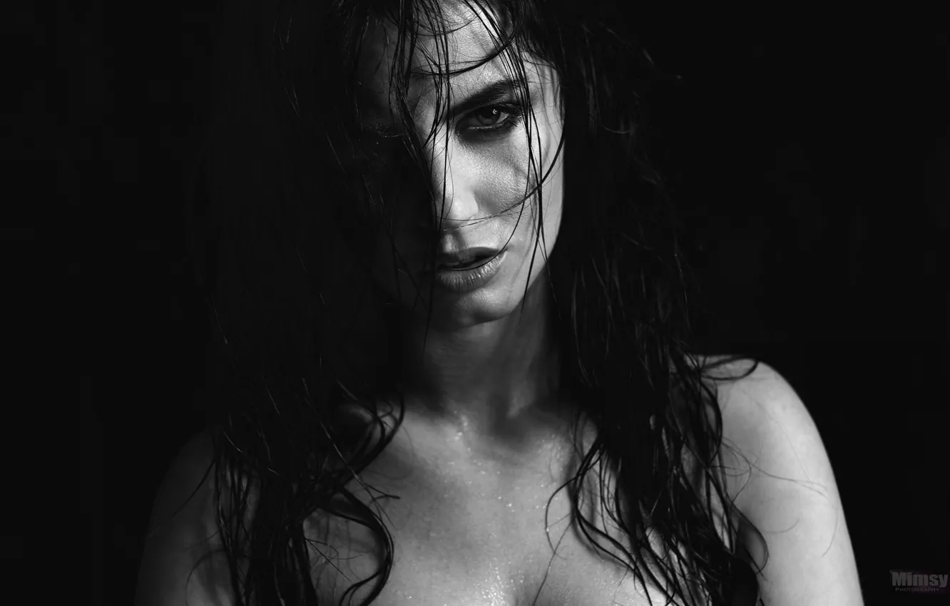 Photo wallpaper look, model, body, portrait, wet, makeup, brunette, hairstyle