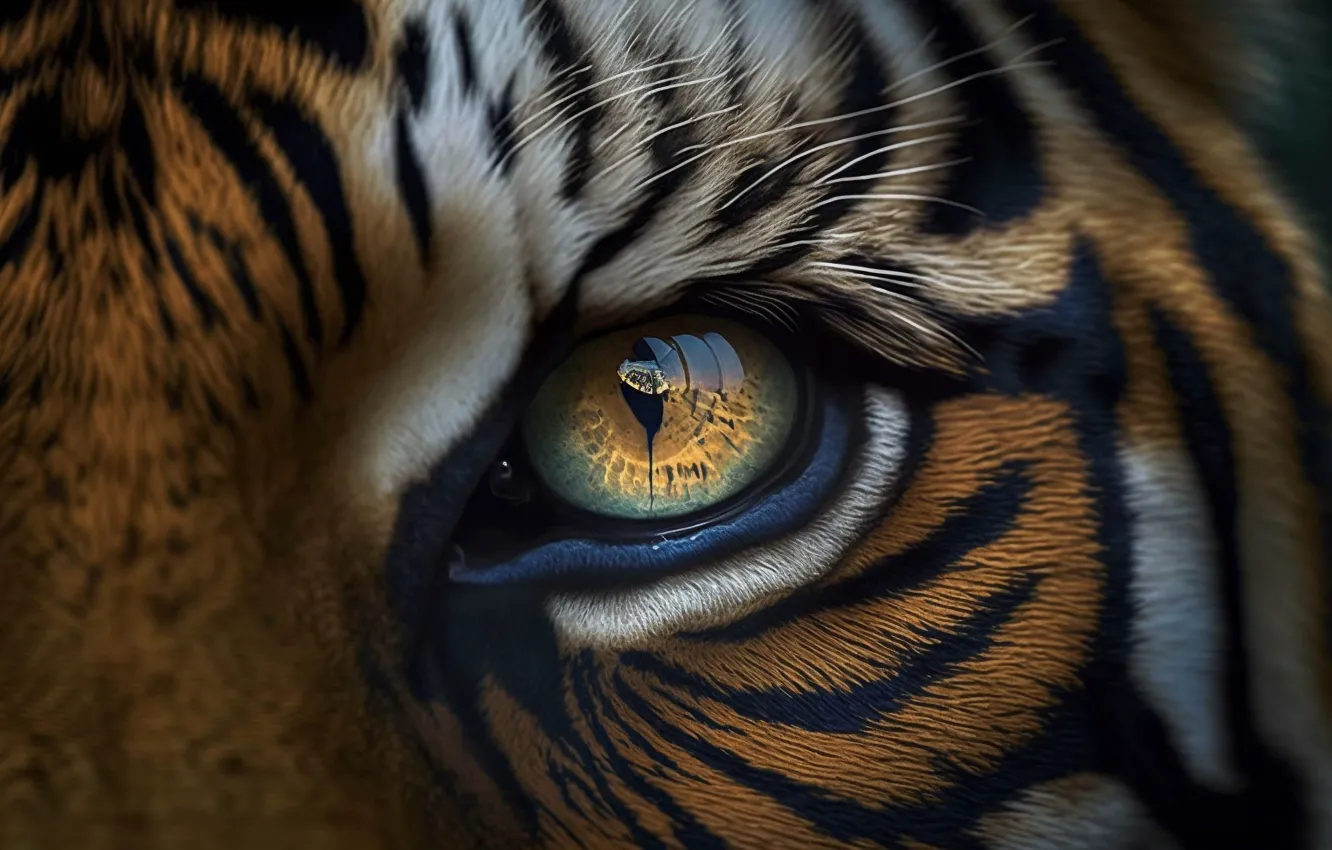 Photo wallpaper eyes, look, face, close-up, tiger, graphics, portrait, art