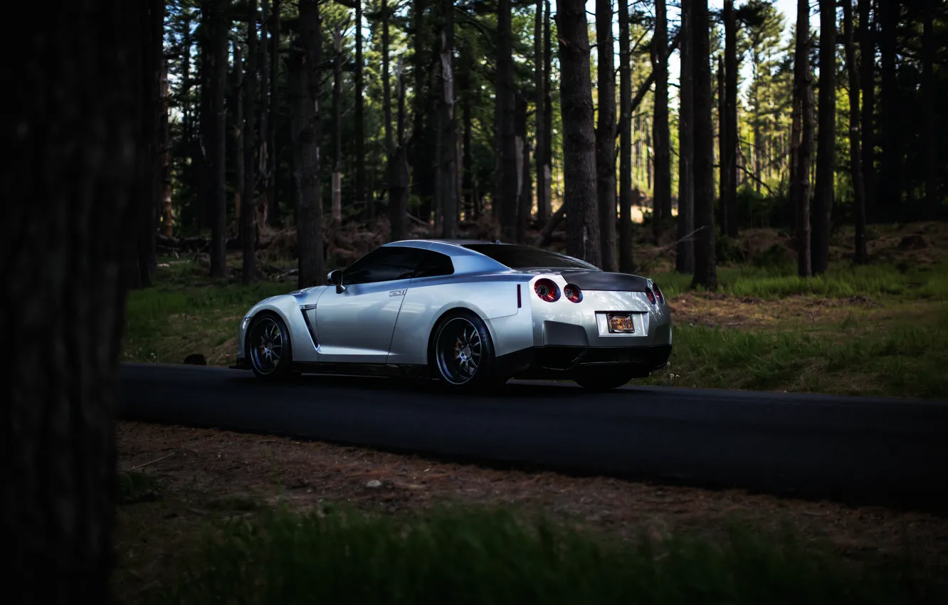 Photo wallpaper GTR, silver, Nissan, sportcar, Nissan