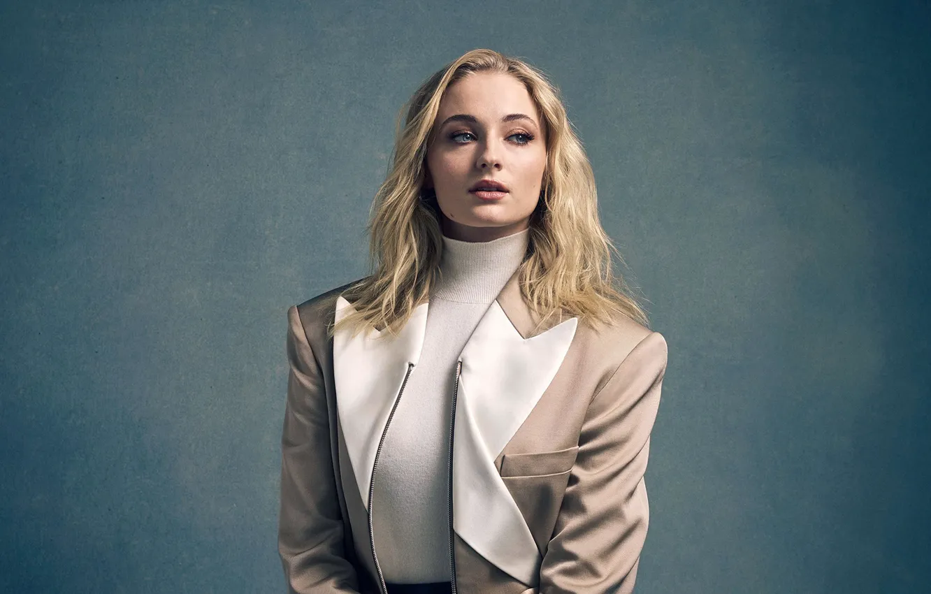 Photo wallpaper look, girl, portrait, jacket, Sophie Turner