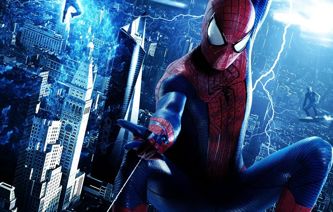 Photo wallpaper superhero, marvel, spider man, the amazing spider-man, high voltage, the amazing spider man 2