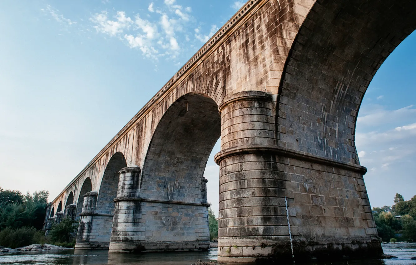 Photo wallpaper River, Aqueduct, Arch
