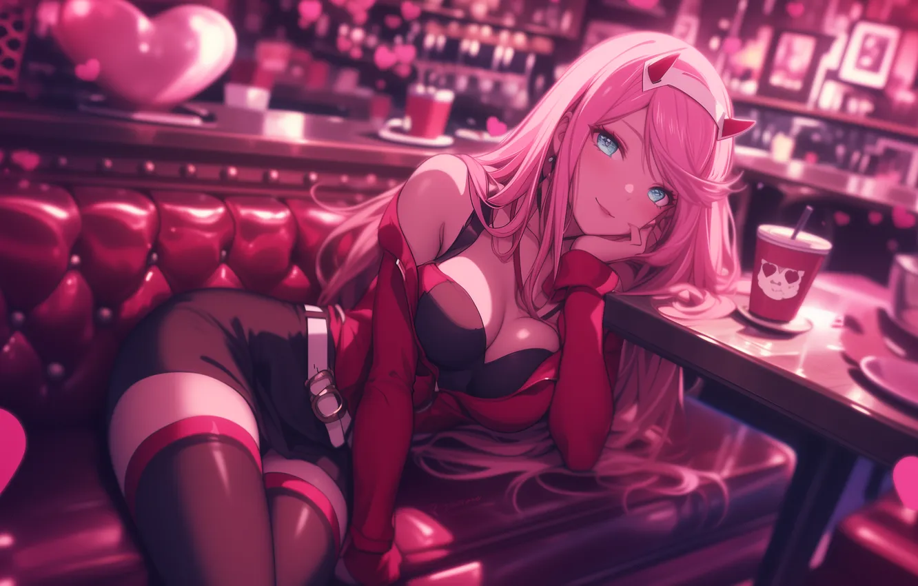 Photo wallpaper anime, art, wallpaper, pink hair, pink hair, Darling in the FranXX, Cute in France, Zero …