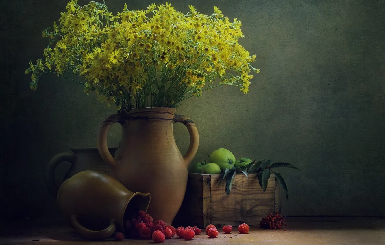 Photo wallpaper flowers, berries, fruit