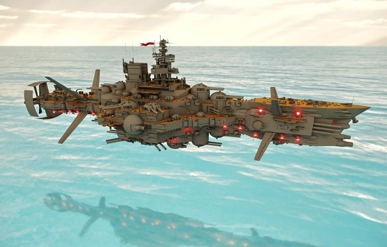 Photo wallpaper sea, weapons, transport, ship, Fly Dreadnought Molotoff