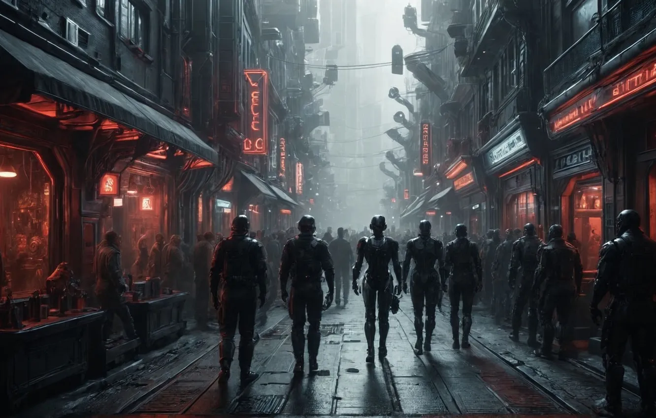 Photo wallpaper the city, robot, cyborg