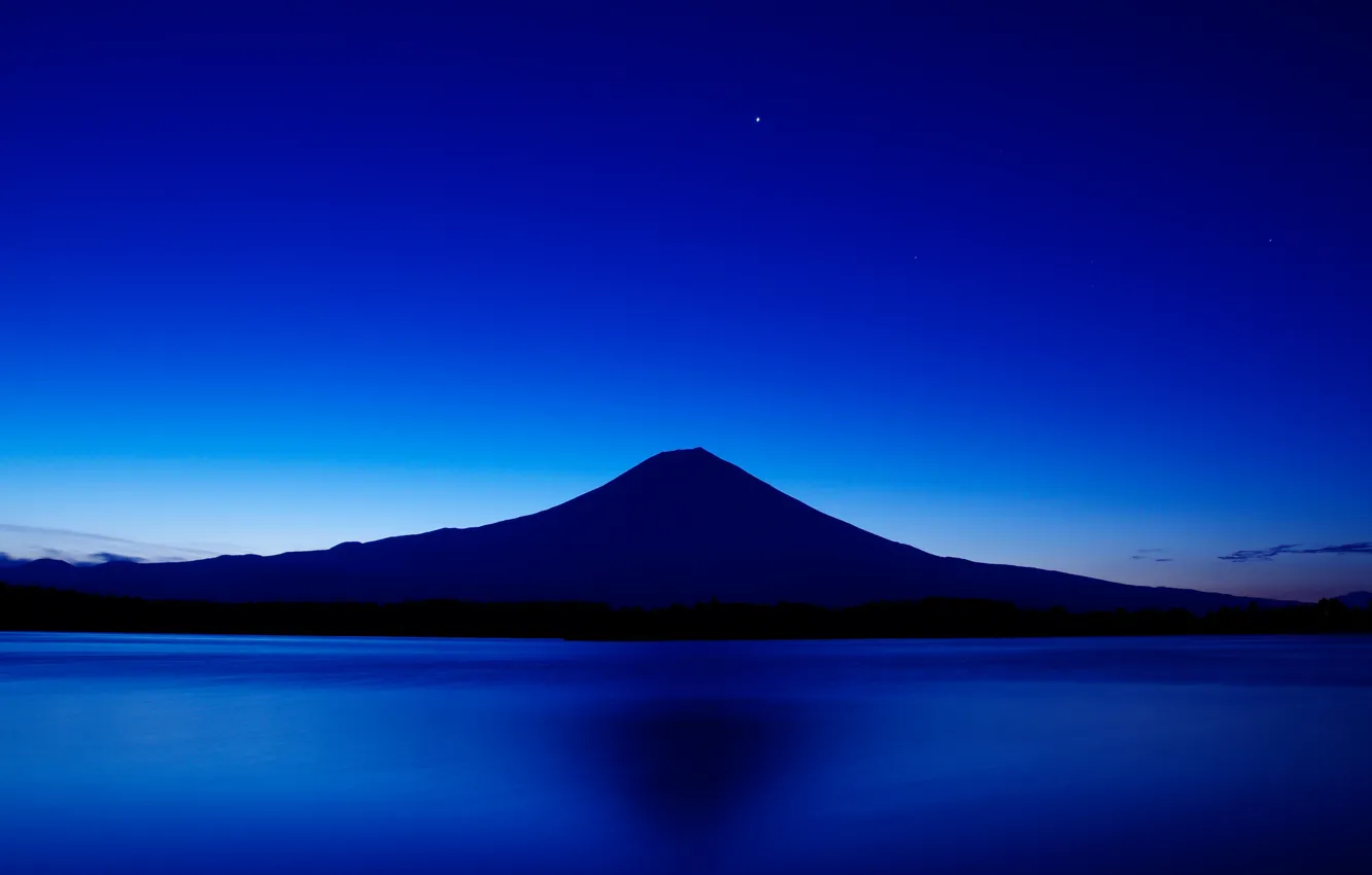 Photo wallpaper the sky, stars, lake, Japan, mount Fuji