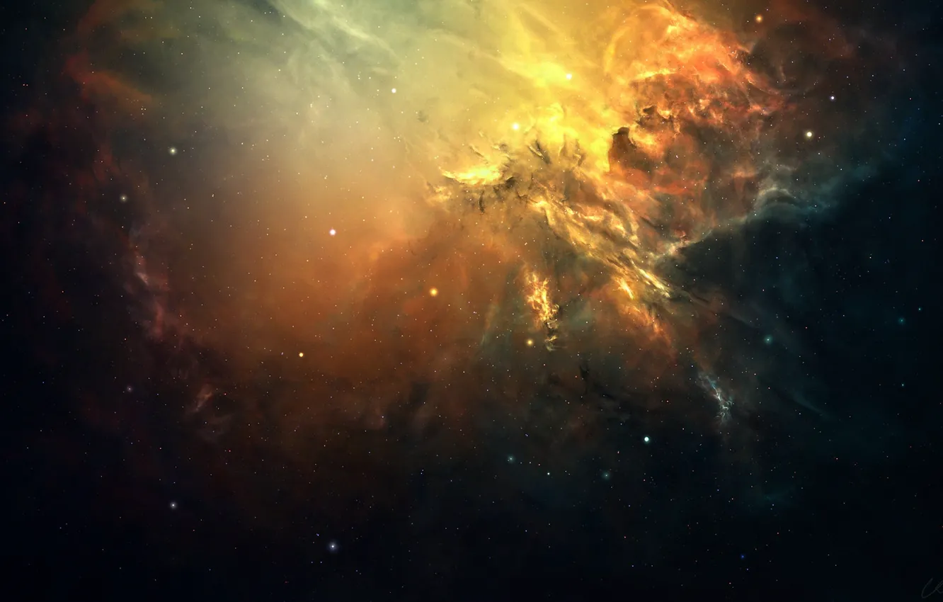 Photo wallpaper space, stars, nebula, glow, art, accumulation
