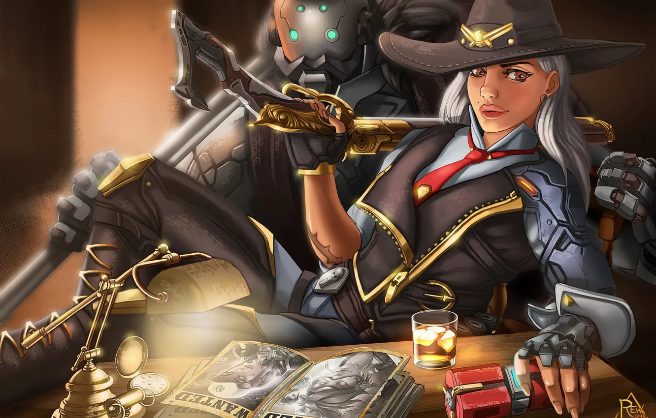 Photo wallpaper eyes, girl, face, disaster, game, Blizzard, art, Ashe