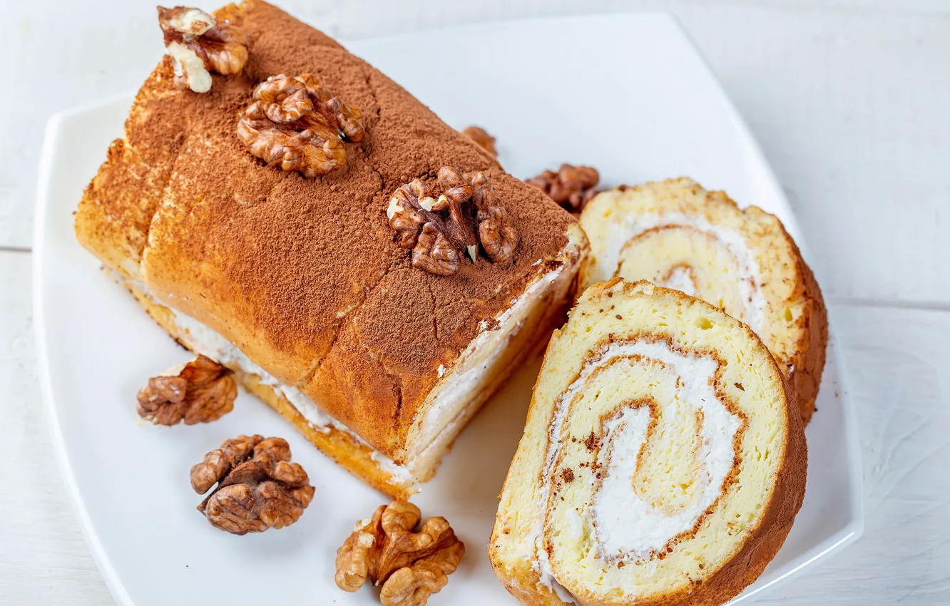 Photo wallpaper nuts, cakes, sweet, roll