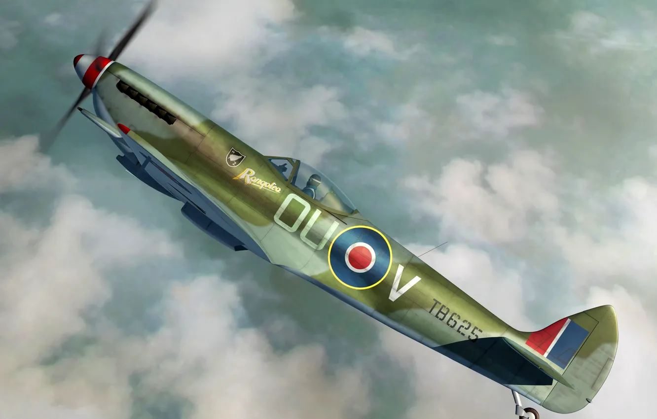 Photo wallpaper fighter-bomber, Supermarine Spitfire, UK, combat aircraft, Spitfire Mk.XVIe