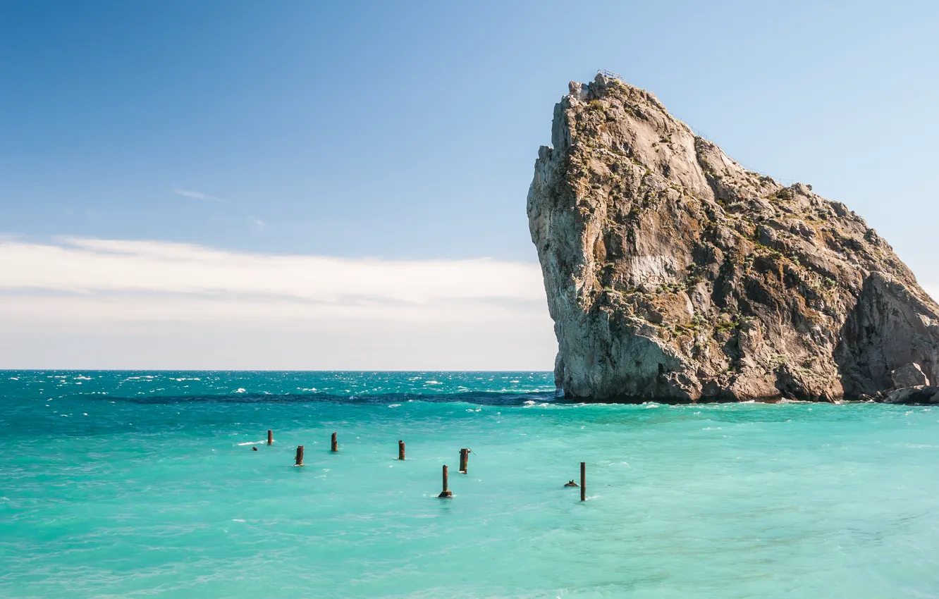 Photo wallpaper sea, summer, rocks, Crimea, Ukraine, The black sea, Crimea, Simeiz city