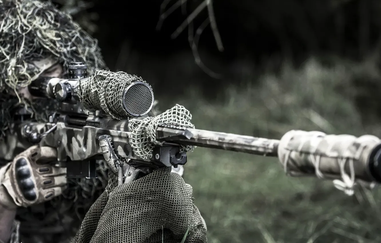 Photo wallpaper soldier, army, sniper rifle, equipment