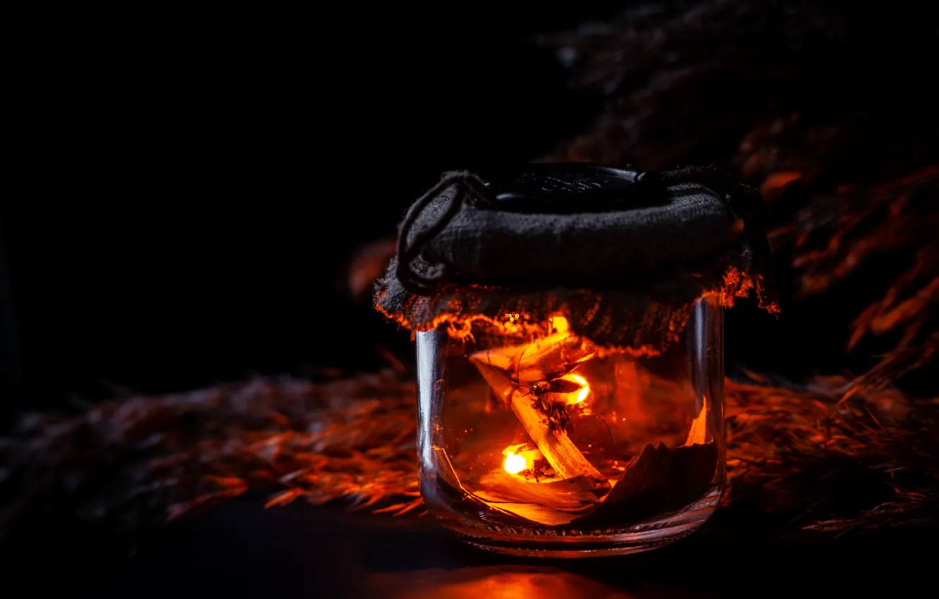 Photo wallpaper night, fireflies, lamp, Bank