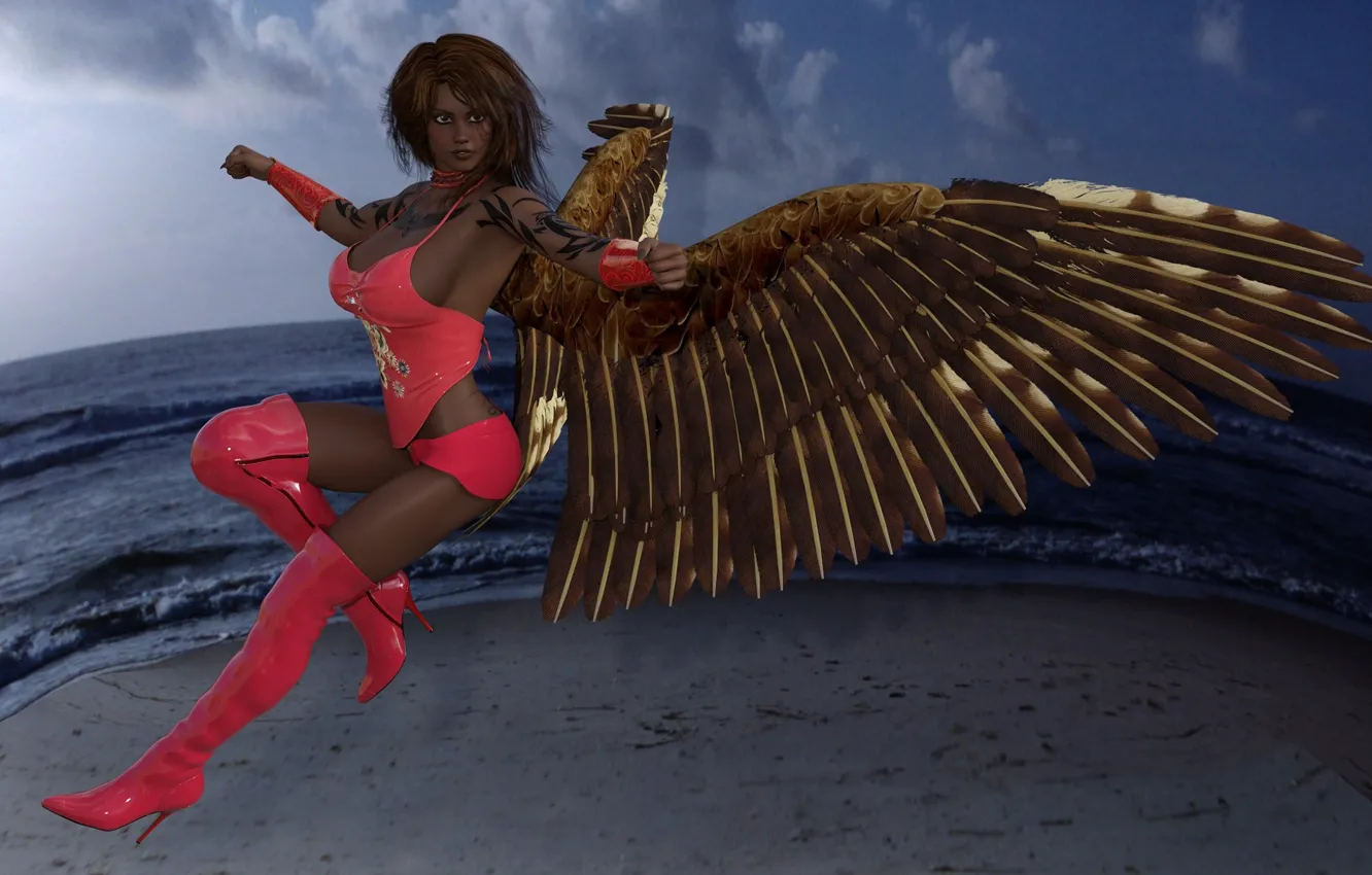 Photo wallpaper girl, wings, angel