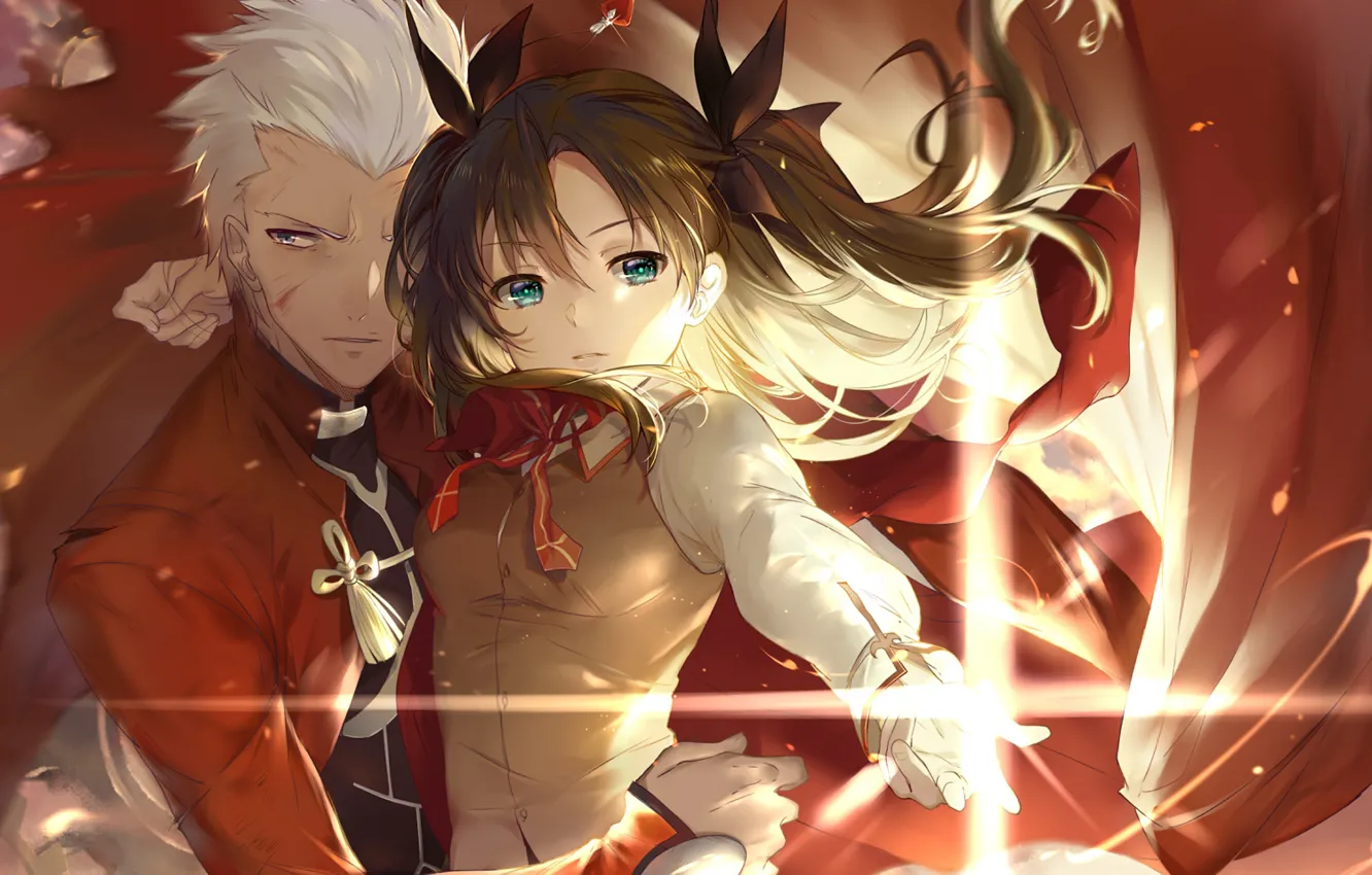 Photo wallpaper anime, art, two, Rin, Archer, Fate stay night