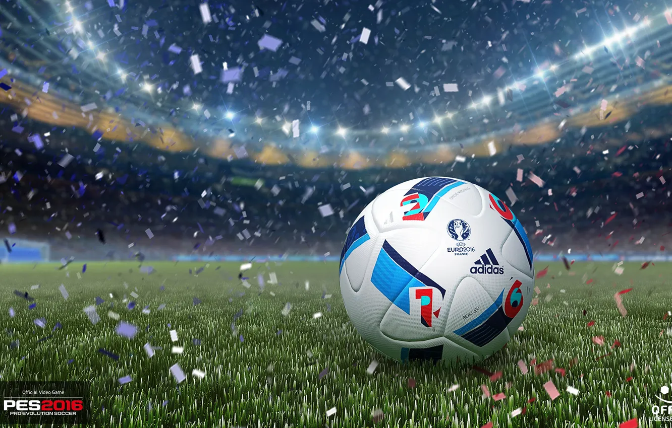Photo wallpaper lawn, the ball, Adidas, stadium, PES 2016, EURO 2016, euro 2016