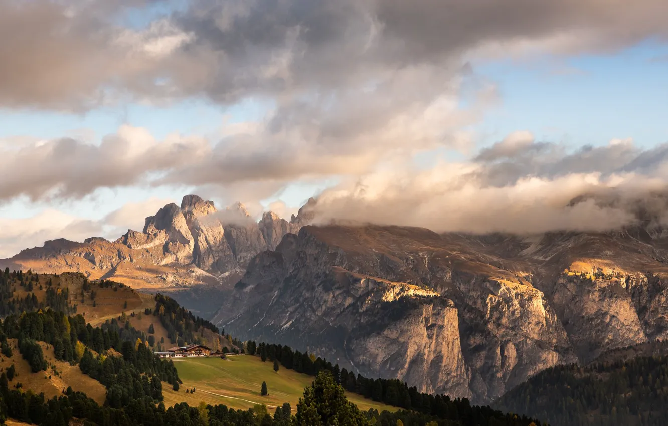 Photo wallpaper mountains, view, height, home, Alps