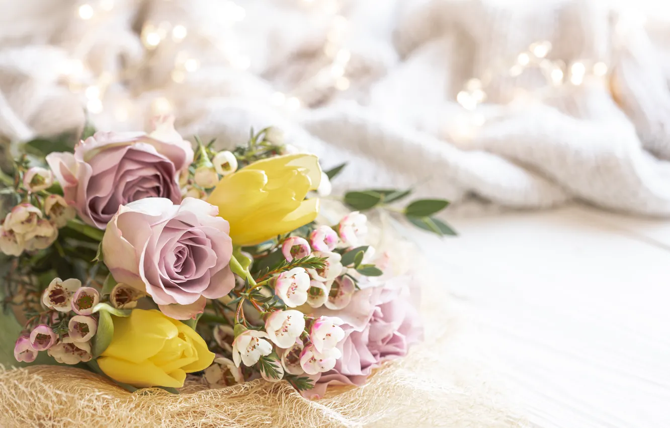 Photo wallpaper love, flowers, romance, flowers, romantic, tulips, spring, bouquet