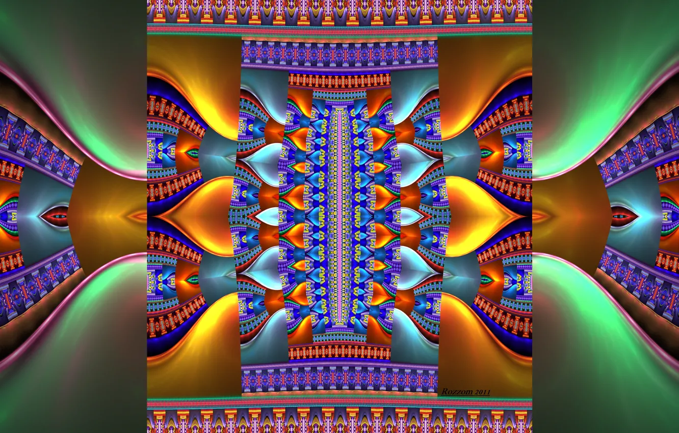 Photo wallpaper abstraction, strip, pattern, graphics, glow, squares, fractal, geometry