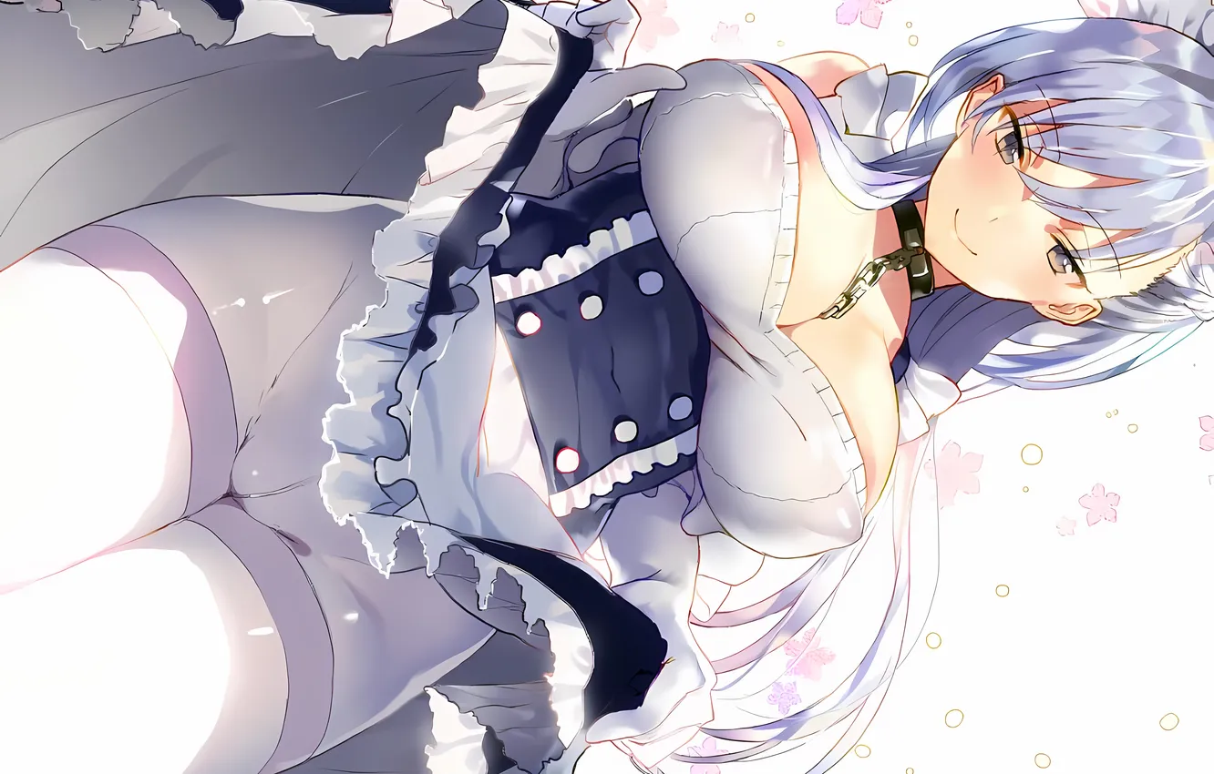 Photo wallpaper girl, sexy, cleavage, long hair, dress, boobs, anime, beautiful