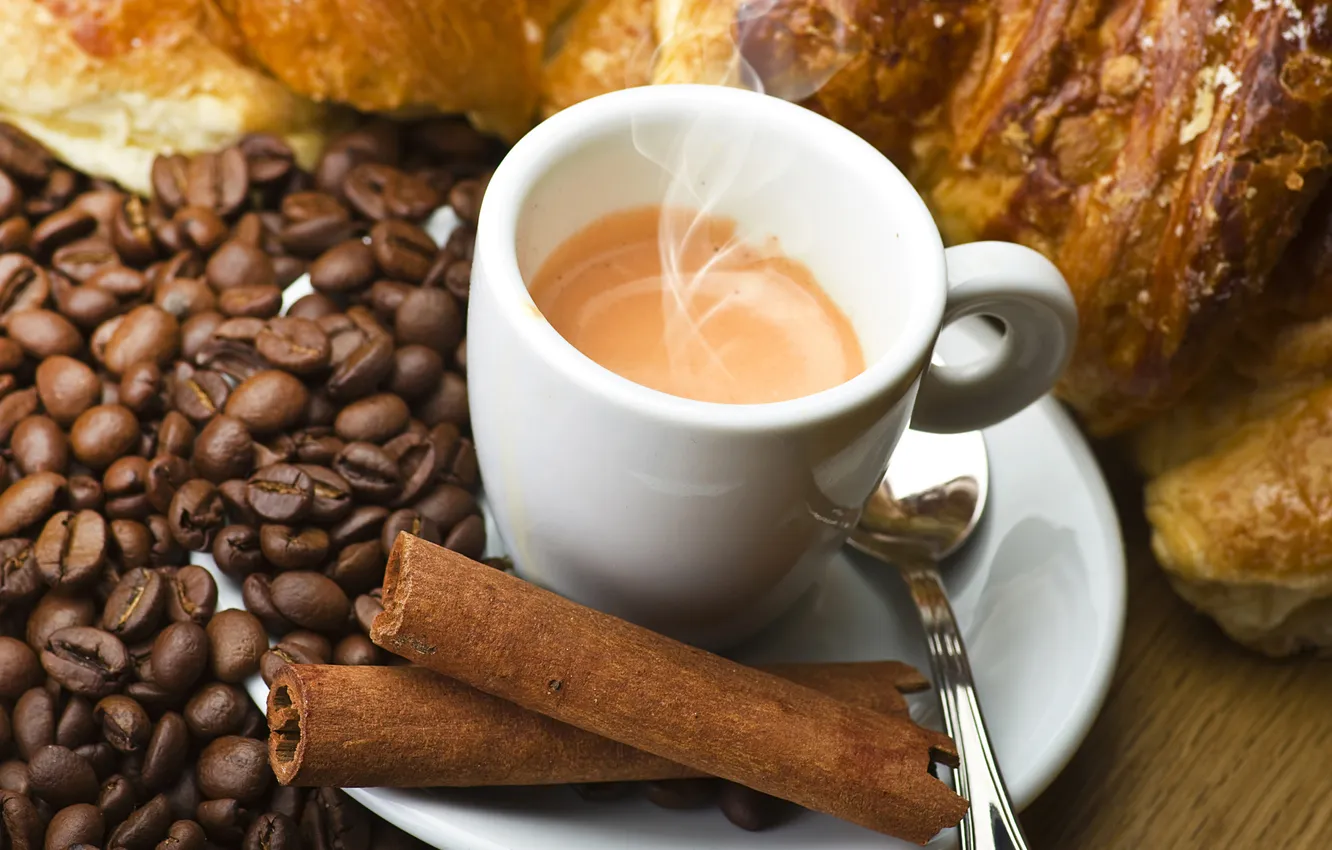 Photo wallpaper coffee, coffee beans, cup of coffee