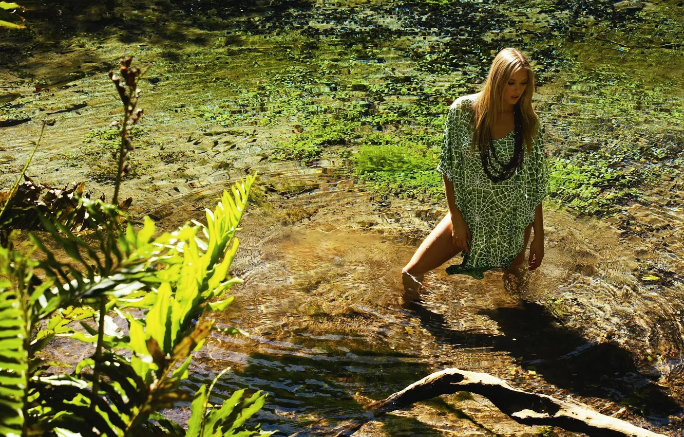 Photo wallpaper water, girl, background, Wallpaper