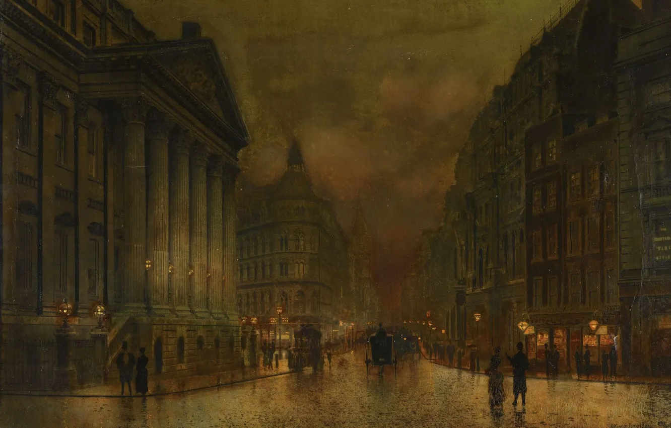 Photo wallpaper the city, street, people, London, home, picture, columns, London