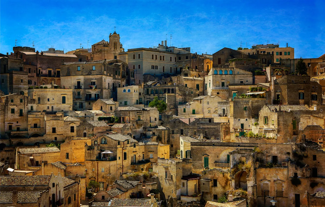Photo wallpaper the sky, mountains, home, slope, Italy, Basilicata, mater