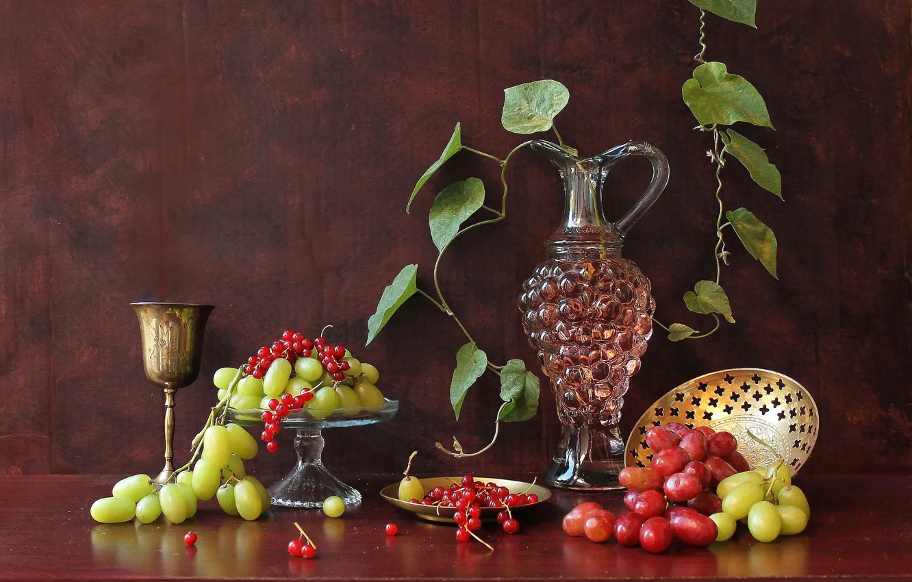 Photo wallpaper wine, grapes, still life, currants, grapes